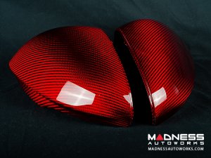 Alfa Romeo Giulia Mirror Covers - Carbon Fiber - Full Replacements - Red Candy